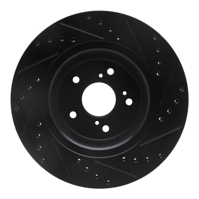 Acura TLX Brake Rotor (1) - Front Left - R1 Concepts - Drilled & Slotted - Black - `14-`20